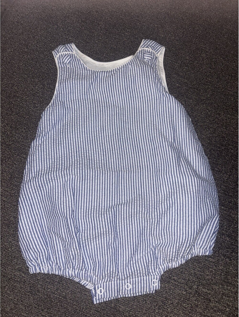 Lil Cactus Baby Boys 12-18 Months Blue White Gingham Bubble Romper 100% Cotton